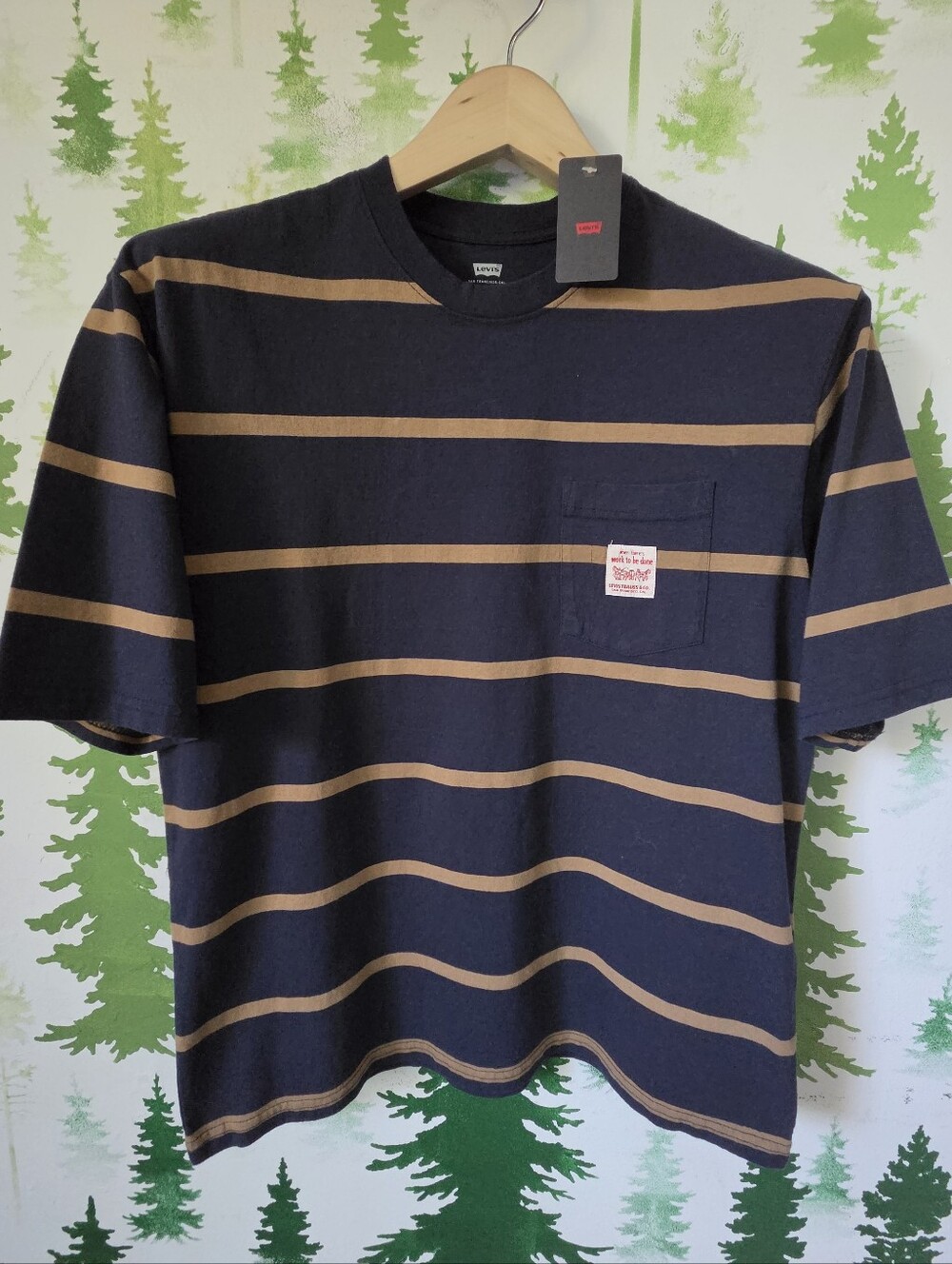 Levi's Navy and Brown Striped Pocket Tee